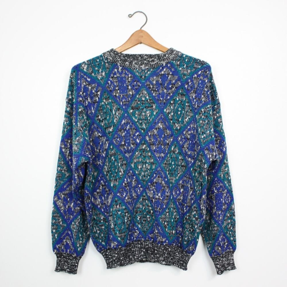 Vintage McGregor Sweater Men's Size XL Blue Marled Diamond Pullover